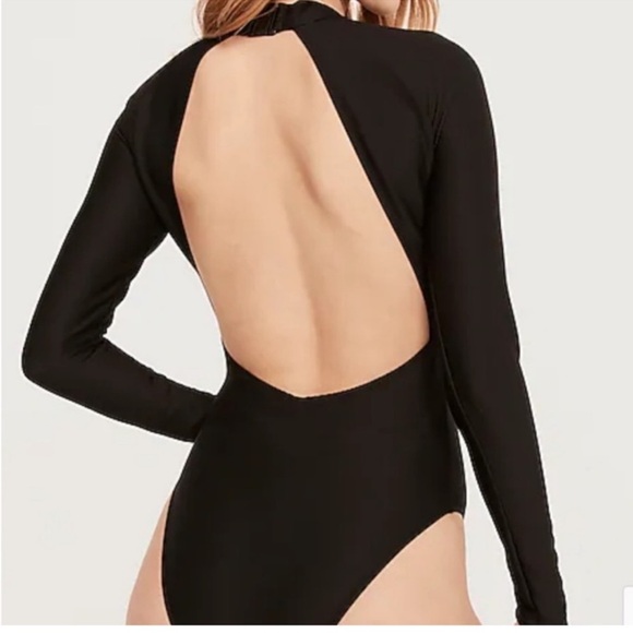 NEW J. Crew Active Ribbed Long Sleeve One Piece Swimsuit Rash Guard Black 22 NWT - Picture 2 of 11